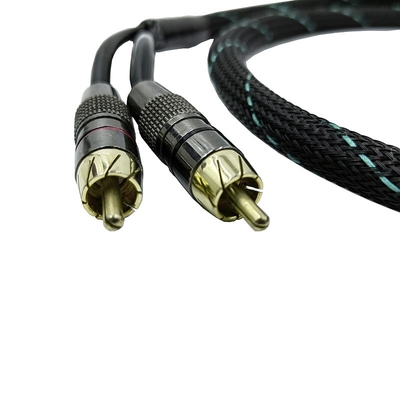 남성에서 남성 2 RCA 케이블과 나일론 넥타이 확장 수갑 9.5mm 외부 지름