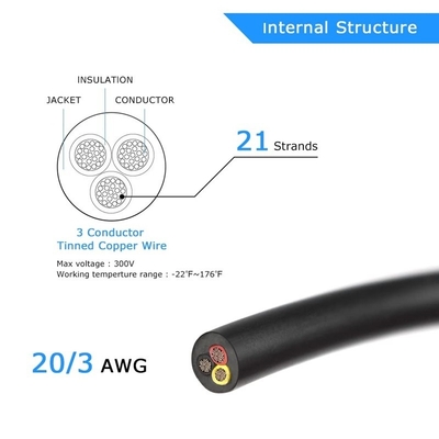 18AWG 2 선도자 20AWG 3 선도자 전기 유선 PVC 톱니 구리 유선