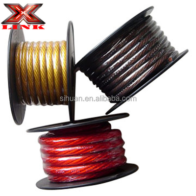 부드러운 PVC 재킷 저전압 자동차 0 2 4 6 8 AWG 가이드 단열 재료 PVC 자동차 오디오 서브우퍼 증폭기 전원 케이블
