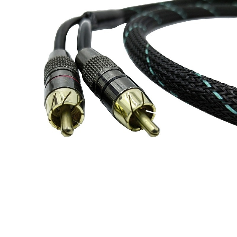 남성에서 남성 2 RCA 케이블과 나일론 넥타이 확장 수갑 9.5mm 외부 지름